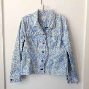 Y2K Pastel Geometric Jacket Womens L Dopamine Art Teacher Granny‎ Retro Colorful